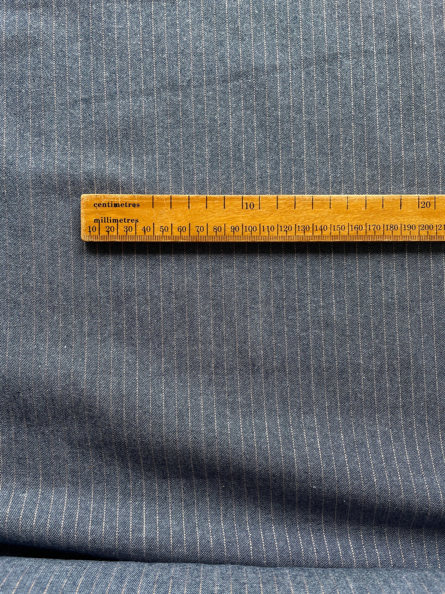 Denim fabric, with copper metallic stripes