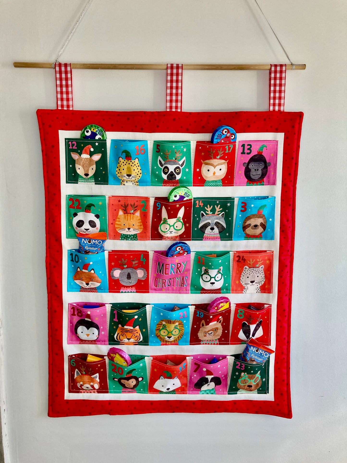 Reusable Christmas advent calendar, Merry Menagerie, Personalised