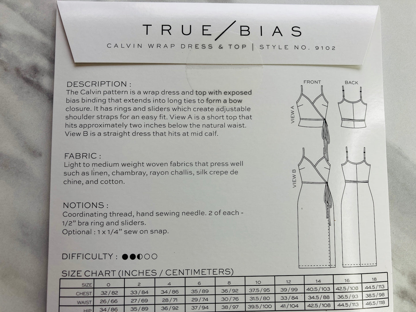 Wrap dress sewing pattern, from True Bias