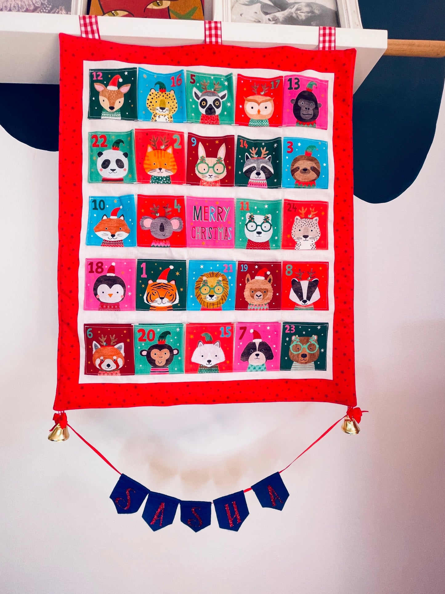 Reusable Christmas advent calendar, Merry Menagerie, Personalised