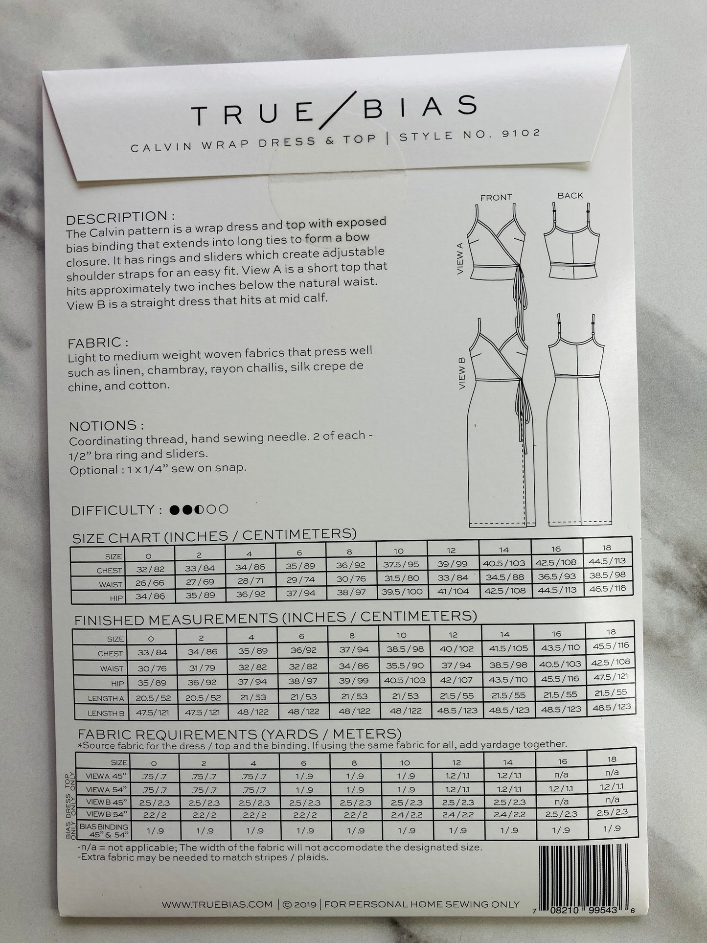 Wrap dress sewing pattern, from True Bias