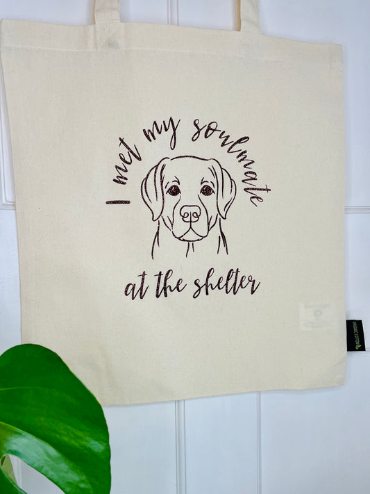 Organic tote bag with a dog silhouette