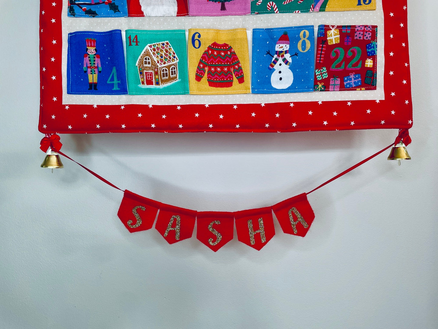 Reusable Christmas advent calendar, Jolly & Bright, Personalised