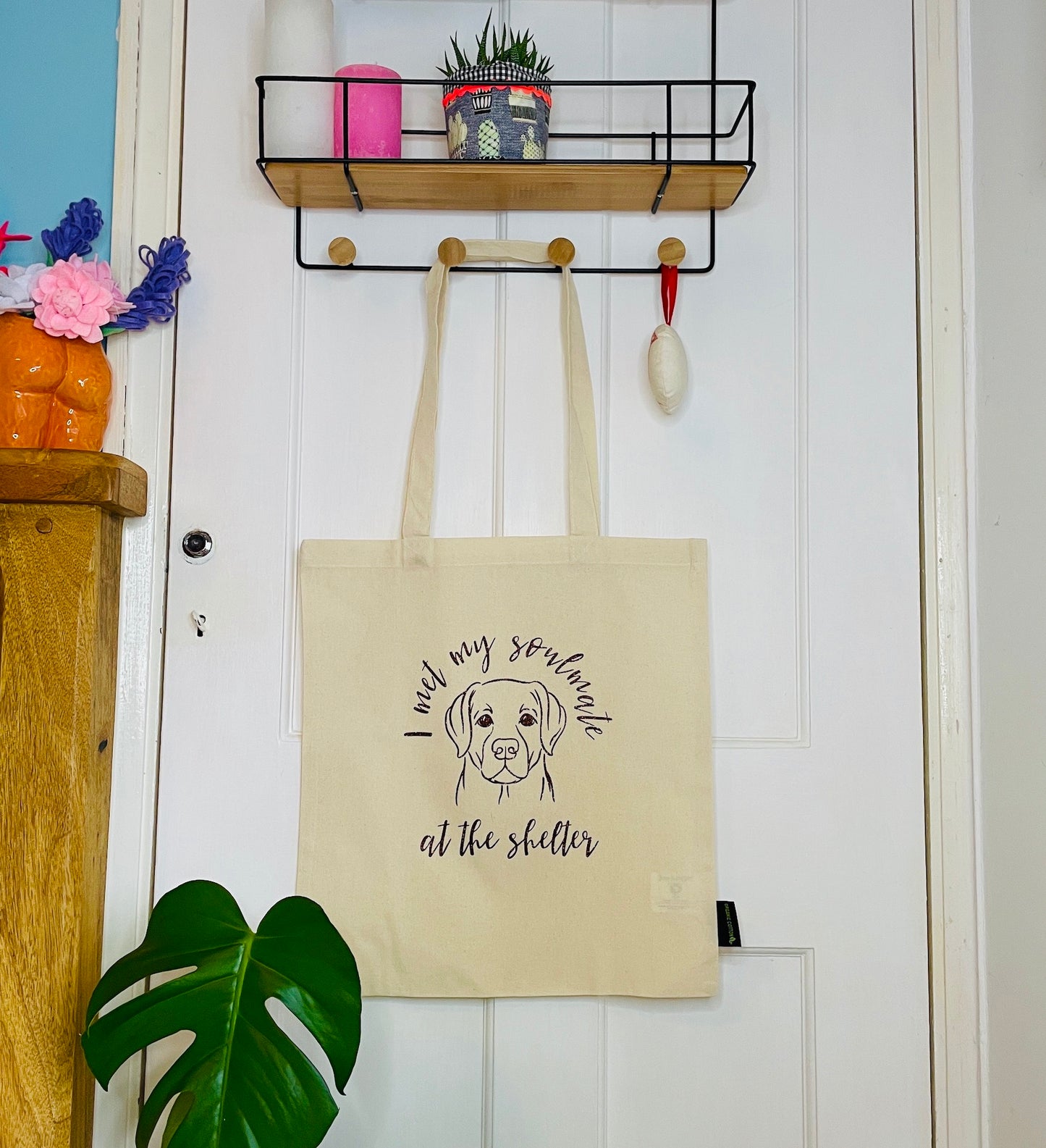 Organic tote bag with a dog silhouette