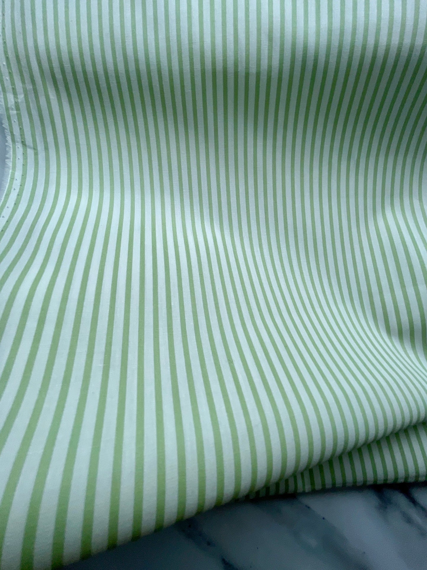 Sage green and white cotton fabric