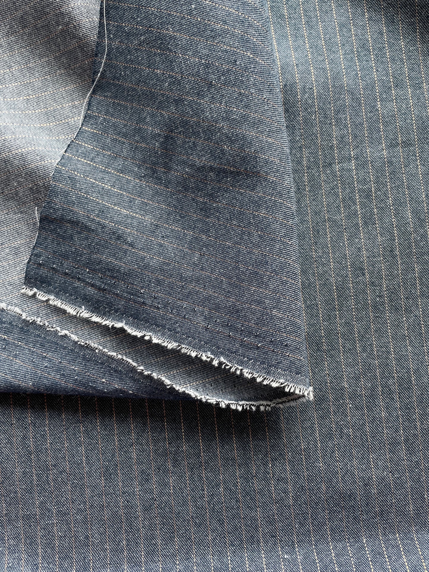 Denim fabric, with copper metallic stripes