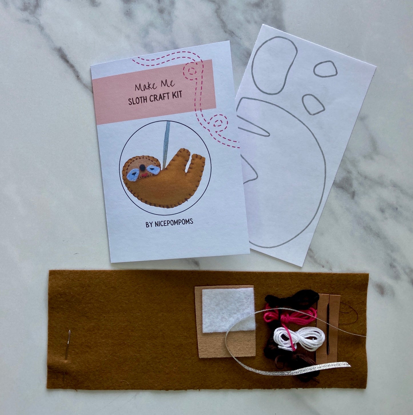 DIY Felt sloth Kit, suitable for beginners